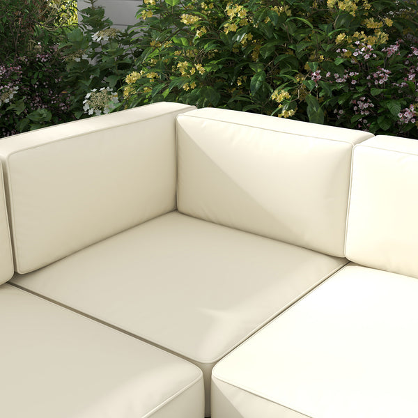 5-Piece Garden Sofa Set with Cushions, 6 Seater Aluminium Garden Furniture Set with Glass Top Coffee Table, Patio Sectional Conservatory Furniture for Patio & Terrace, Gold Tone