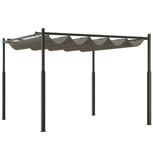 3 x 3(m) Metal Pergola with Retractable Roof and Magnetic Fixture, Outdoor Gazebo Garden Pergola Kit Sun Shade Canopy, UPF30+, 80mm Metal Column, Grey