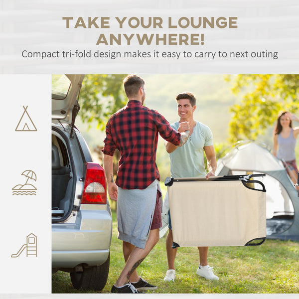 2PCS Adjustable Outdoor Lounge Chair, Garden Folding Chaise Lounge with Face Hole Reclining Tanning Chair Seat, Folding Camping Beach Lounging Bed w/ Head Support, Beige