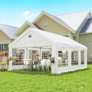 4 x 6 m Gazebo with sides, Outdoor Marquee Party Tent with 4 Removable Sidewalls for Wedding, Events, White