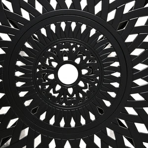 78 cm Round Garden Dining Table with Parasol Hole Antique Cast Aluminium Outdoor Table Only, Black