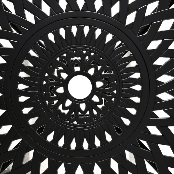 78 cm Round Garden Dining Table with Parasol Hole Antique Cast Aluminium Outdoor Table Only, Black
