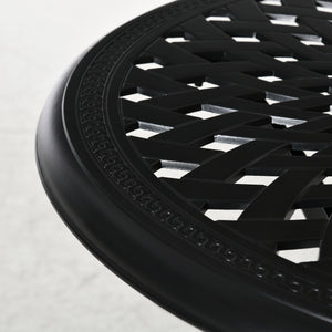 78 cm Round Garden Dining Table with Parasol Hole Antique Cast Aluminium Outdoor Table Only, Black