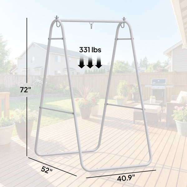 Hammock Chair Stand Only, Hanging Chair Stand, Heavy Duty Solid Steel A-Frame Construction for Hanging Hammock, Max Load 330 LBS Air Porch Swing for Indoor Outdoor, White