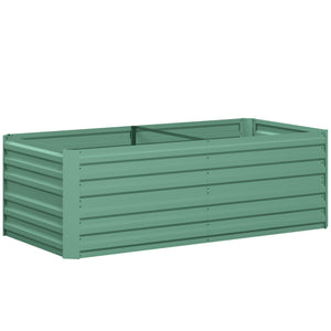 Outsunny Galvanized Raised Garden Bed Kit with Reinforcing Bars, Large and Tall Metal Planter Box for Vegetables, Flowers and Herbs, 6' x 3' x 2', Light Green