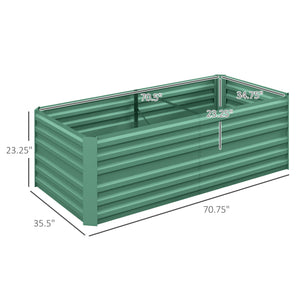 Outsunny Galvanized Raised Garden Bed Kit with Reinforcing Bars, Large and Tall Metal Planter Box for Vegetables, Flowers and Herbs, 6' x 3' x 2', Light Green