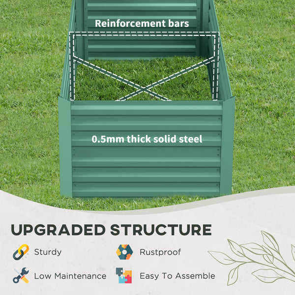 Outsunny Galvanized Raised Garden Bed Kit with Reinforcing Bars, Large and Tall Metal Planter Box for Vegetables, Flowers and Herbs, 6' x 3' x 2', Light Green