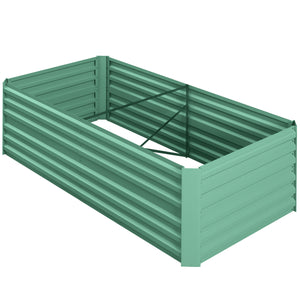 Outsunny Galvanized Raised Garden Bed Kit with Reinforcing Bars, Large and Tall Metal Planter Box for Vegetables, Flowers and Herbs, 6' x 3' x 2', Light Green