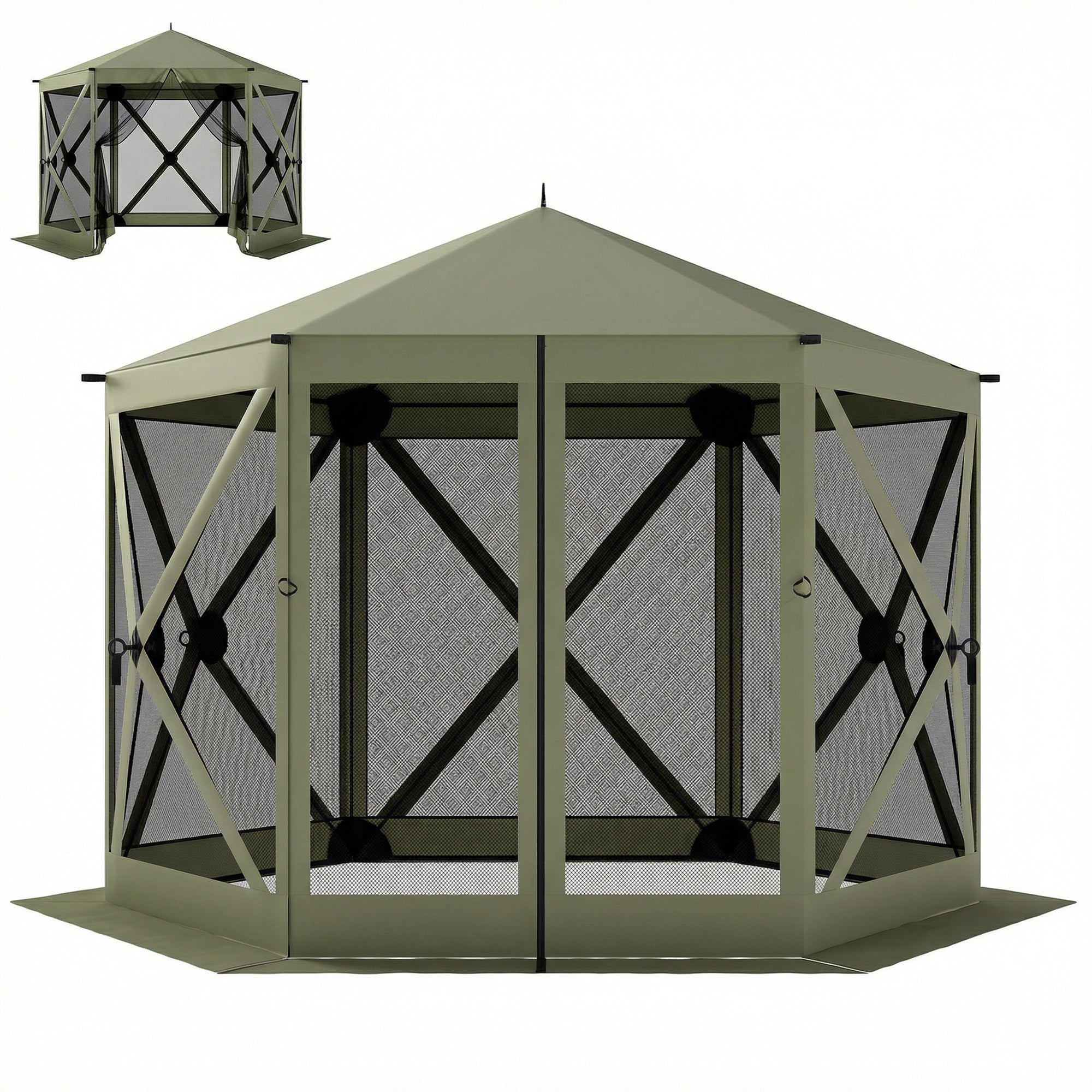 pop up screen tents Outsunny 10 x 11 ft Pop Up Gazebo Screen Tent, Portable Instant Camping Canopy Screen House with Nettings, Carry Bag, Dark Green