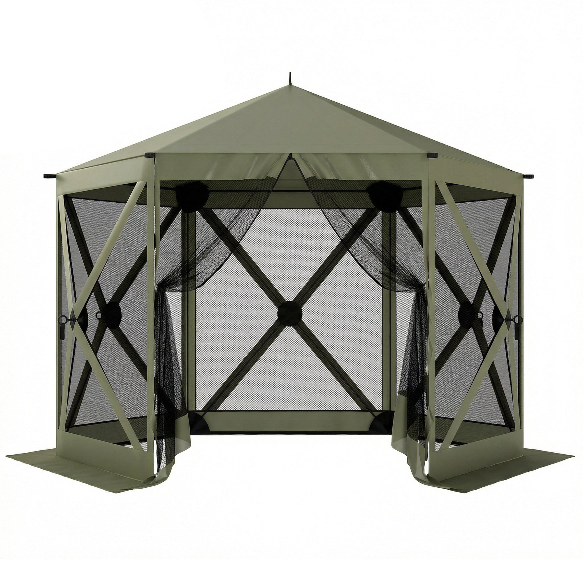 collapsible gazebo tent Outsunny 10 x 11 ft Pop Up Gazebo Screen Tent, Portable Instant Camping Canopy Screen House with Nettings, Carry Bag, Dark Green