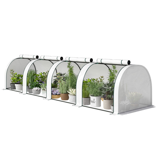 13' x 3' x 2.5' Mini Greenhouse, Portable Tunnel Green House with Roll-Up Zippered Doors, UV Waterproof PE Cover, Steel Frame, White
