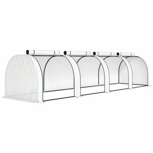 13' x 3' x 2.5' Mini Greenhouse, Portable Tunnel Green House with Roll-Up Zippered Doors, UV Waterproof PE Cover, Steel Frame, White