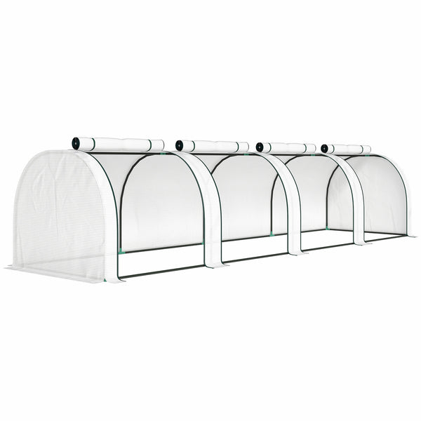 13' x 3' x 2.5' Mini Greenhouse, Portable Tunnel Green House with Roll-Up Zippered Doors, UV Waterproof PE Cover, Steel Frame, White