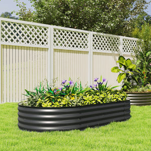 Galvanised Raised Beds for Garden, Metal Elevated Planter Box with Safety Edging, Easy DIY for Growing Flowers, Herbs, Succulents, 180 x 90 x 30cm, Dark Grey
