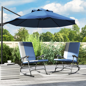 Folding Outdoor Rocking Chairs Set of 2, Oversized Outdoor Rocking Camping Chair with 400 lbs. Capacity, Wide Seat, Padded High Back for Patio, Porch, Garden, Dark Blue