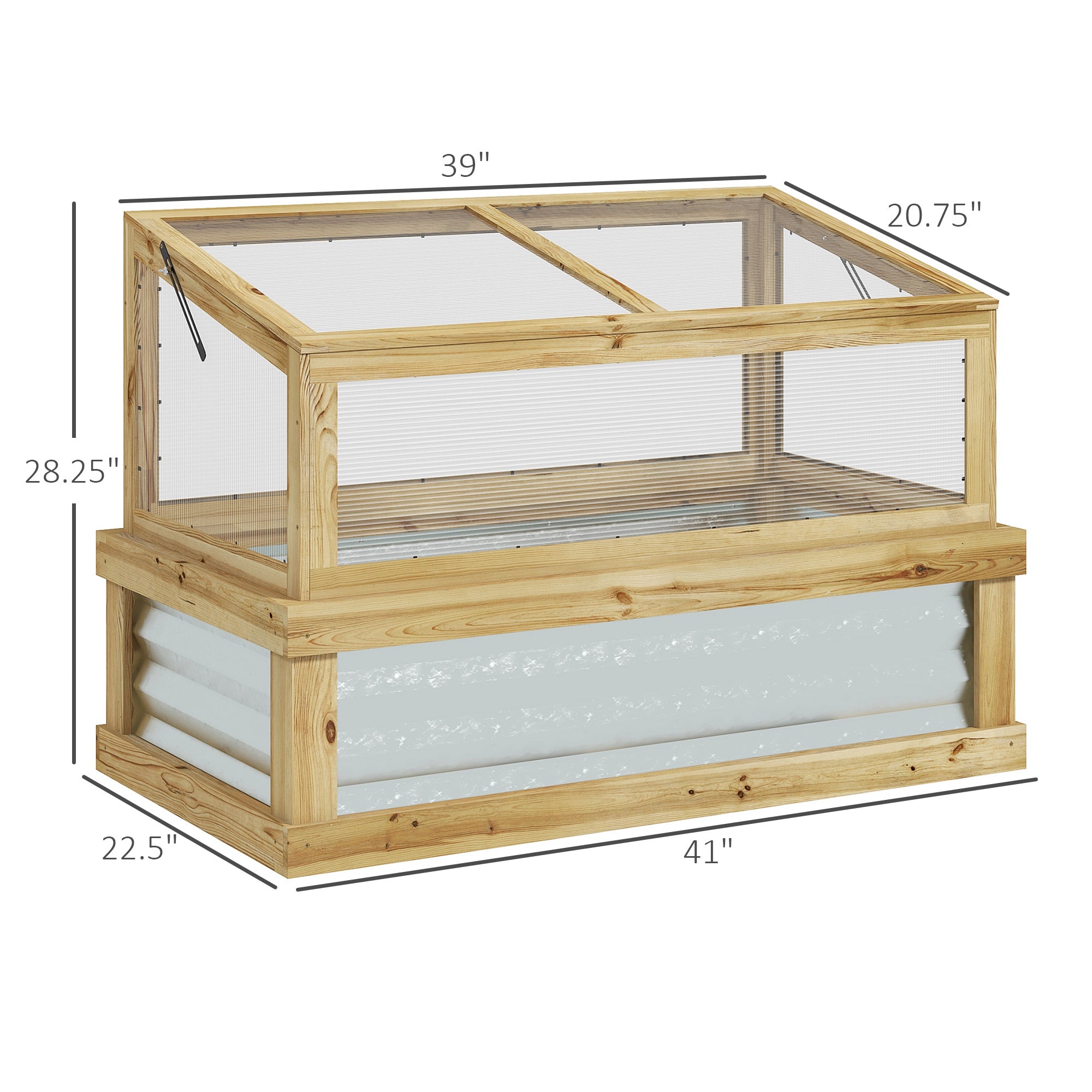 Outsunny verhoogd bed met serre, serre met raam, weerbestendige koelbox voor terras, achtertuin, balkon, donkergrijs, verzinkt staal, 114 x 60 x 129 cm Outsunny verhoogd bed met serre, serre met raam, weerbestendige koelbox voor terras, achtertuin, balkon, donkergrijs, verzinkt staal, 114 x 60 x 129 cm