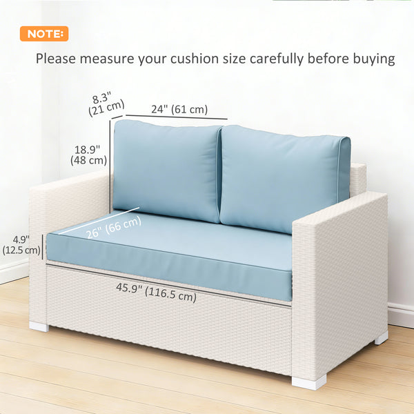 2 Seater Outdoor Seat Cushions with Backrest, Loveseat Double Sofa Outdoor Furniture Cushions, Fade-Resistant Replacement Patio Cushions for Indoor and Outdoor, Light Blue