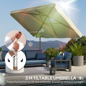 Patio Umbrella 118.1" x 78.7" Outdoor Parasol with Adjustable Angle, Aluminum Pole, Crank Handle, and UV50+ Protection, Garden and Patio Umbrella in Beige