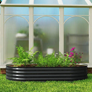 Galvanised Raised Beds for Garden, Metal Elevated Planter Box with Safety Edging, Easy DIY for Growing Flowers, Herbs, Succulents, 180 x 90 x 30cm, Dark Grey