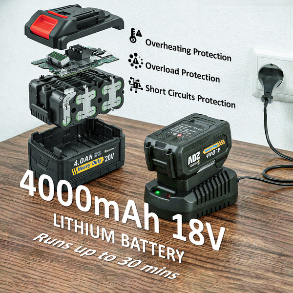 Leaf Blower Cordless with 4000mAh Battery & Charger, 18V Lightweight Handheld Garden Blower with 6 Speed Levels, 23000 RPM, 149 km/h for Leaves, Snow, Dust, Debris Removal, Car Cleaning