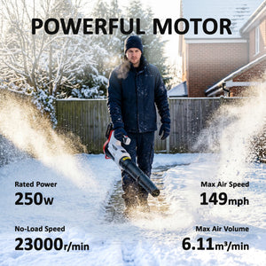 Leaf Blower Cordless with 4000mAh Battery & Charger, 18V Lightweight Handheld Garden Blower with 6 Speed Levels, 23000 RPM, 149 km/h for Leaves, Snow, Dust, Debris Removal, Car Cleaning