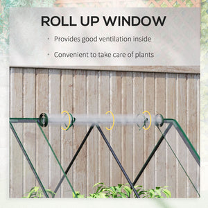 Outsunny 4' x 3' Galvanized Raised Garden Bed with Mini PVC Greenhouse Cover, Outdoor Metal Planter Box with Roll-Up Door for Growing Flowers, Fruits, Vegetables and Herbs, Clear