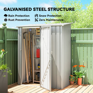 5ft x 3ft Garden Storage Shed, Outdoor Metal Shed with Sloped Roof, Lockable Door for Tools, Equipment, Aluminium Grey