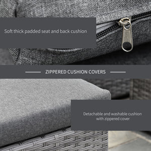3-Piece Patio Furniture Set Modern Sectional Sofa Rattan Chair Wicker Conversation Set Outdoor Hand Woven Rattan Wicker Furniture Patio Coffee Table Sofa Set, Grey