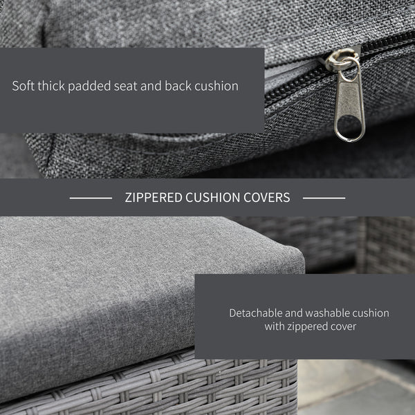 3-Piece Patio Furniture Set Modern Sectional Sofa Rattan Chair Wicker Conversation Set Outdoor Hand Woven Rattan Wicker Furniture Patio Coffee Table Sofa Set, Grey