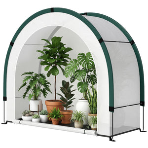 Foldable Small Greenhouse, Portable Green House with Zipper Door, PE Base, Mini Greenhouse for Garden Patio, 200 x 80 x 164 cm, Green