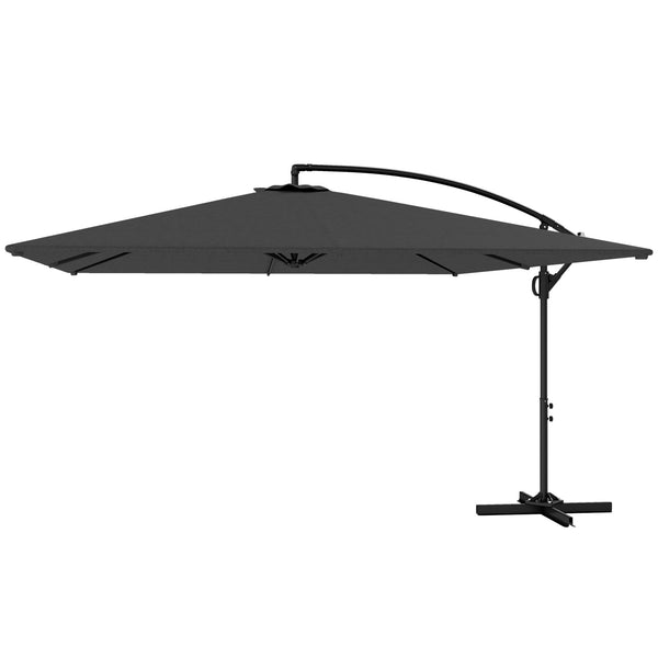 Rectangular Cantilever Parasol 111" x 150.4", Outdoor Garden Umbrella with Crank, Cross Base, Adjustable Tilt, 360° Rotation, UV Protection UPF50+, Grey