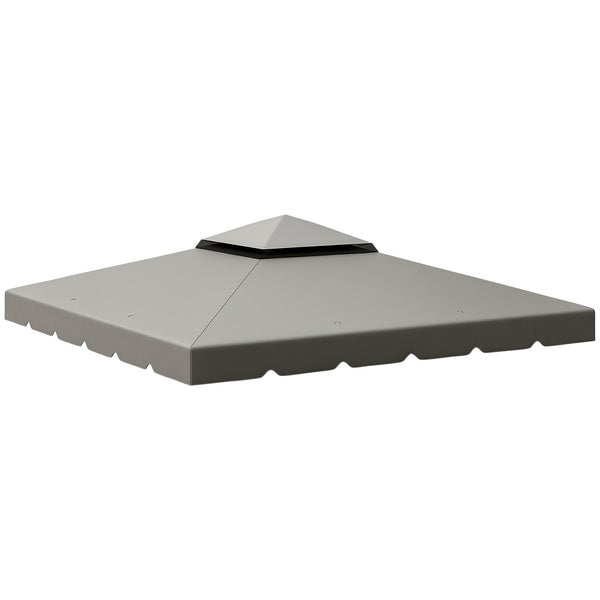 10' x 10' Gazebo Replacement Canopy, Gazebo Top Cover with Double Vented Roof for Outsunny 9.7' x 9.7' Frame for Garden Patio Outdoor (TOP ONLY), Light Gray