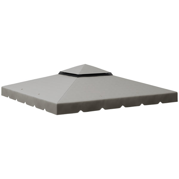 10' x 10' Gazebo Replacement Canopy, Gazebo Top Cover with Double Vented Roof for Outsunny 9.7' x 9.7' Frame for Garden Patio Outdoor (TOP ONLY), Light Gray