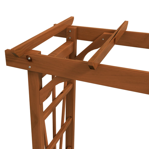 Patio Arch Pergola with Natural Wooden Bench, Ergonomic Outdoor Bench for Vines/Climbing Plants, for Backyard & Outdoor Space, Brown