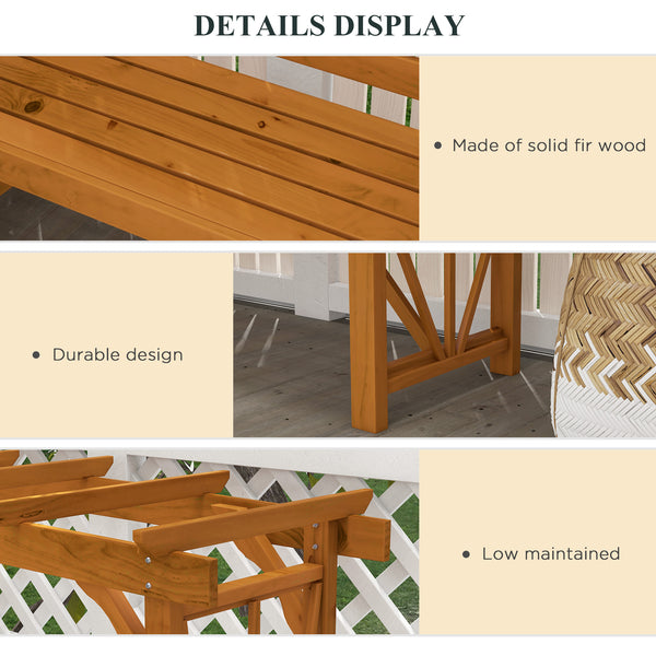 Patio Arch Pergola with Natural Wooden Bench, Ergonomic Outdoor Bench for Vines/Climbing Plants, for Backyard & Outdoor Space, Brown
