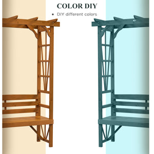 Patio Arch Pergola with Natural Wooden Bench, Ergonomic Outdoor Bench for Vines/Climbing Plants, for Backyard & Outdoor Space, Brown