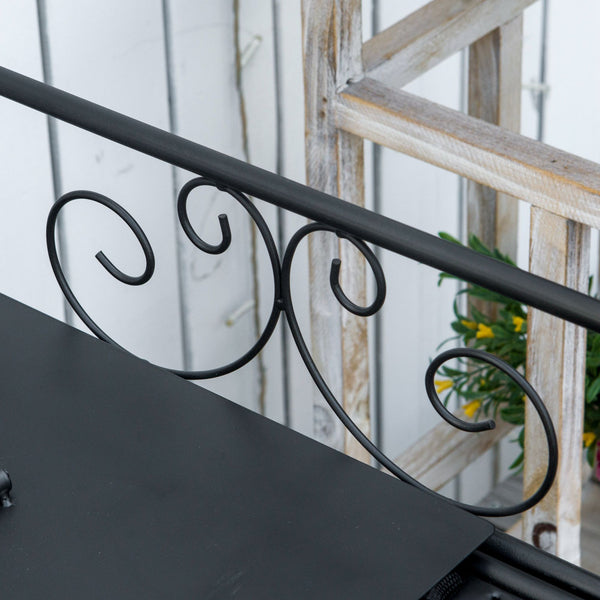 Folding Potting Bench Table, Metal Garden Workstation, Work Bench with Large Build-In Bag with Cover, 5 Hanging Hooks & Storage Shelf, Flourishes