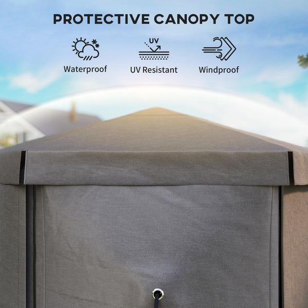 Outsunny 12' x 12' Hexagonal Pop Up Gazebo Canopy Tent with 5 Sidewalls, Waterproof Portable Outdoor Canopy Shelter with Curtains, Carry Bag, 5 Ropes, 11 Stakes for Camping, Garden, Patio, Brown