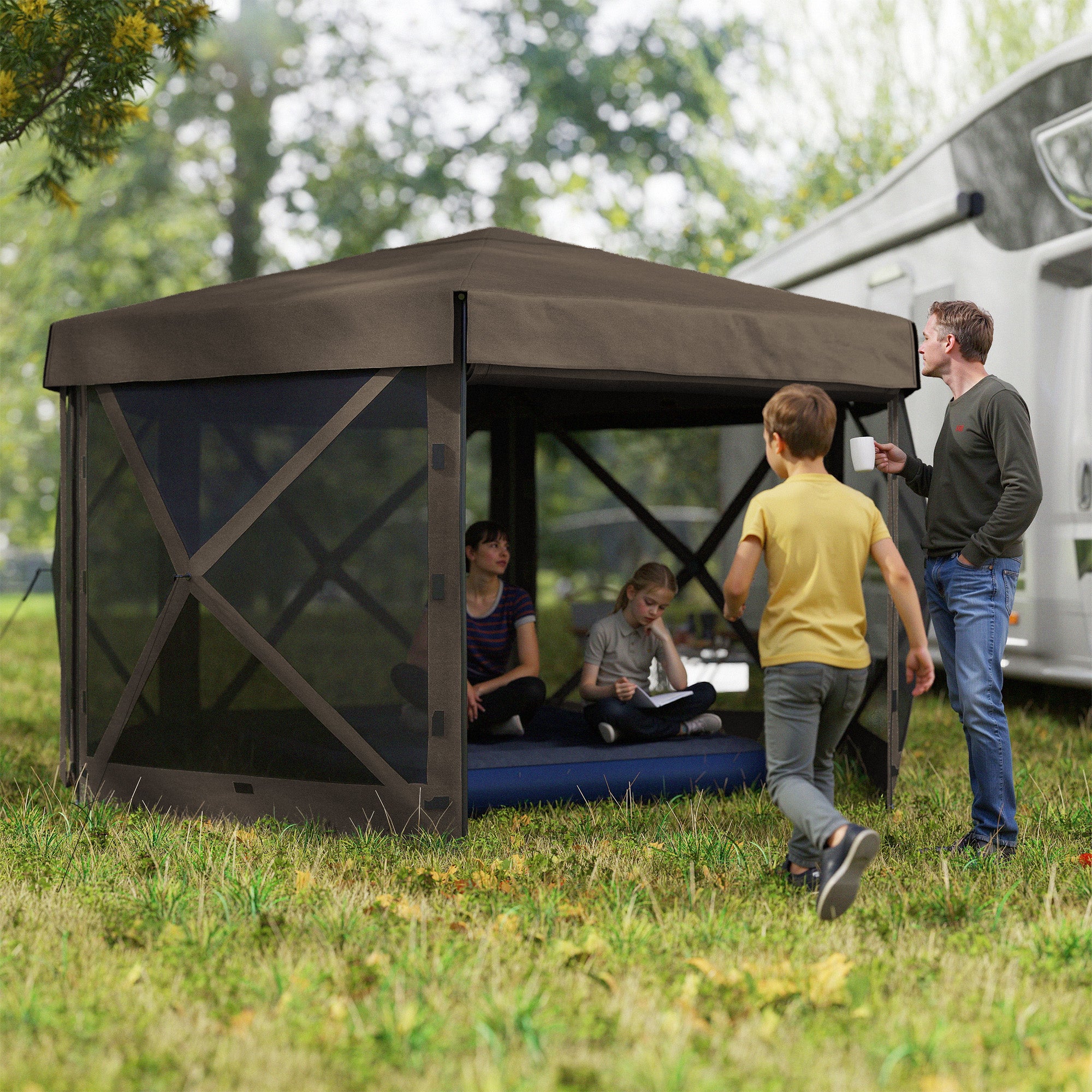 x 3(m) Hexagon Pop Up Gazebo with Sides and Carry Bag
