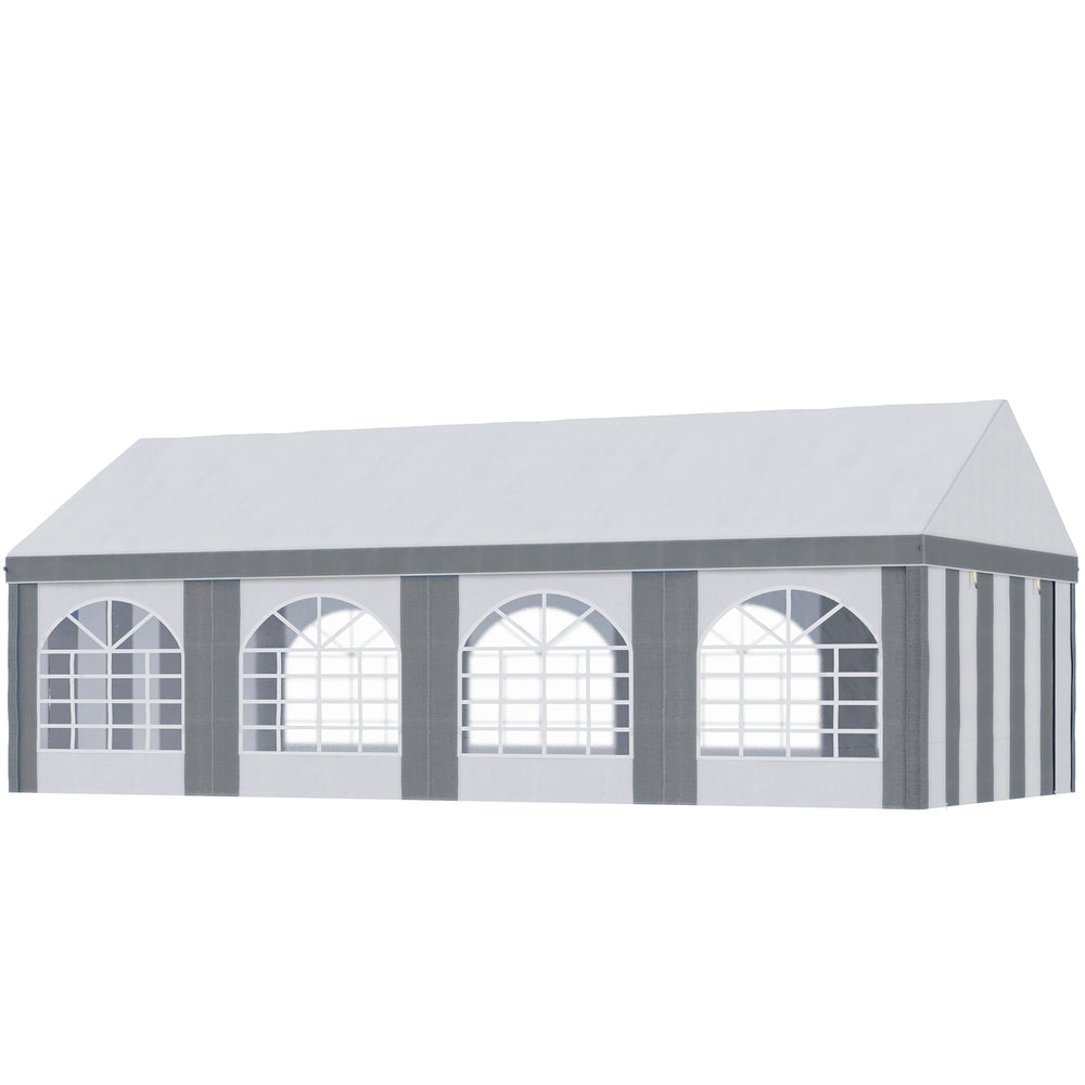 8 x 4m Galvanised Party Tent, Marquee Gazebo with Sides, Eight Windows and Double Doors, for Parties, Wedding and Events