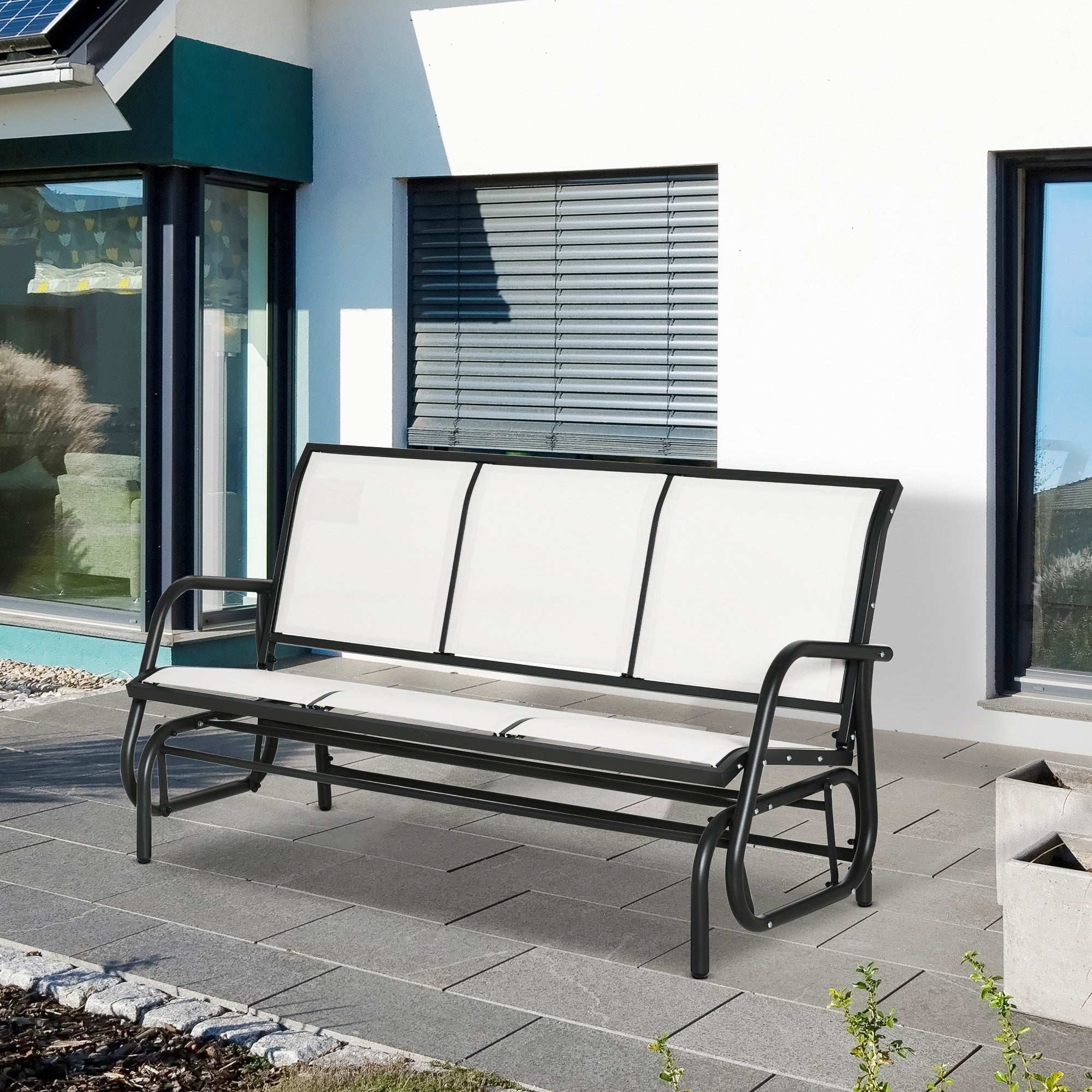 Outsunnny 3-Seat Outdoor Glider Chair, Patio Glider Outdoor