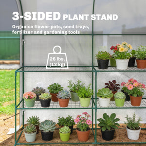 Walk-in Greenhouse with Shelves, Small Greenhouse with Roll-up Door, Garden Plant Growhouse with PE Cover, 123 x 187 x 189 cm, White