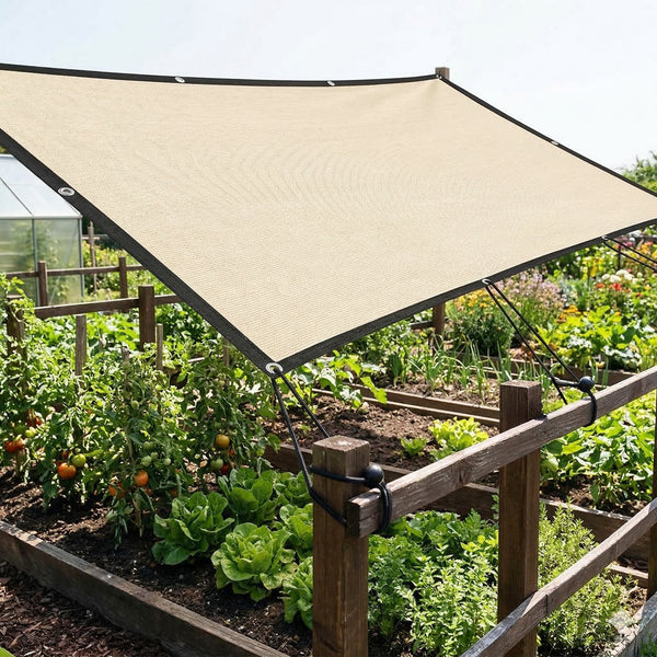 Sun Shade Sail, 2 x 3 m Rectangle Sunscreen Awning Canopy with Stainless Steel Eyelets and Bungee Cords, UV Protection Shade Sail  for Outdoors, Garden, Patio, Beige