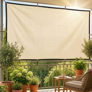 Sun Shade Sail, 2 x 3 m Rectangle Sunscreen Awning Canopy with Stainless Steel Eyelets and Bungee Cords, UV Protection Shade Sail  for Outdoors, Garden, Patio, Beige