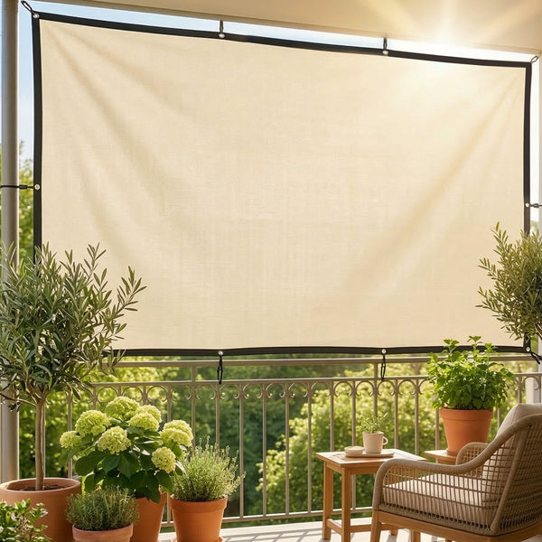 Sun Shade Sail, 2 x 3 m Rectangle Sunscreen Awning Canopy with Stainless Steel Eyelets and Bungee Cords, UV Protection Shade Sail  for Outdoors, Garden, Patio, Beige