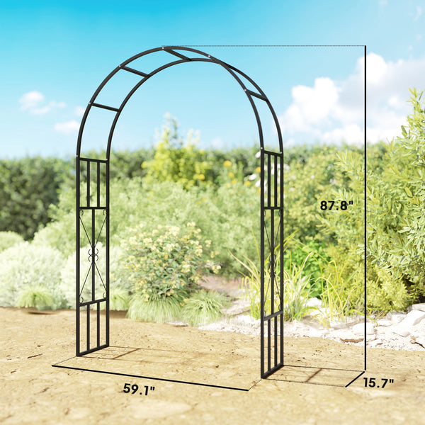 7.3ft Steel Garden Arch Trellis, Garden Arbor Trellis for Climbing Plants Roses Wisteria Vines, Flower Arch Wedding Arch Stand for Outdoor, Garden, Lawn, Backyard, Black