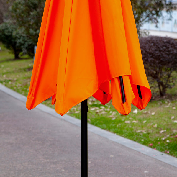8.5FT Patio Umbrella, Round Garden Parasol with 6 Ribs, Market Sunshade Tilt Canopy w/ Crank Handle for Outdoor, Orange