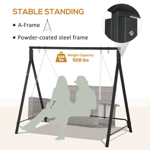 Outsunny Metal Porch Swing Stand, Heavy Duty Swing Frame, Hanging Chair Stand Only, 528 LBS Weight Capacity, for Backyard, Patio, Lawn, Playground, Black