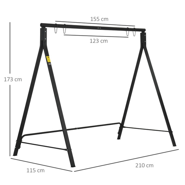 Metal Porch Swing Stand, Heavy Duty Swing Frame, Hanging Chair Stand Only, 240kg Weight Capacity for Garden, Patio, Lawn, Playground, Black