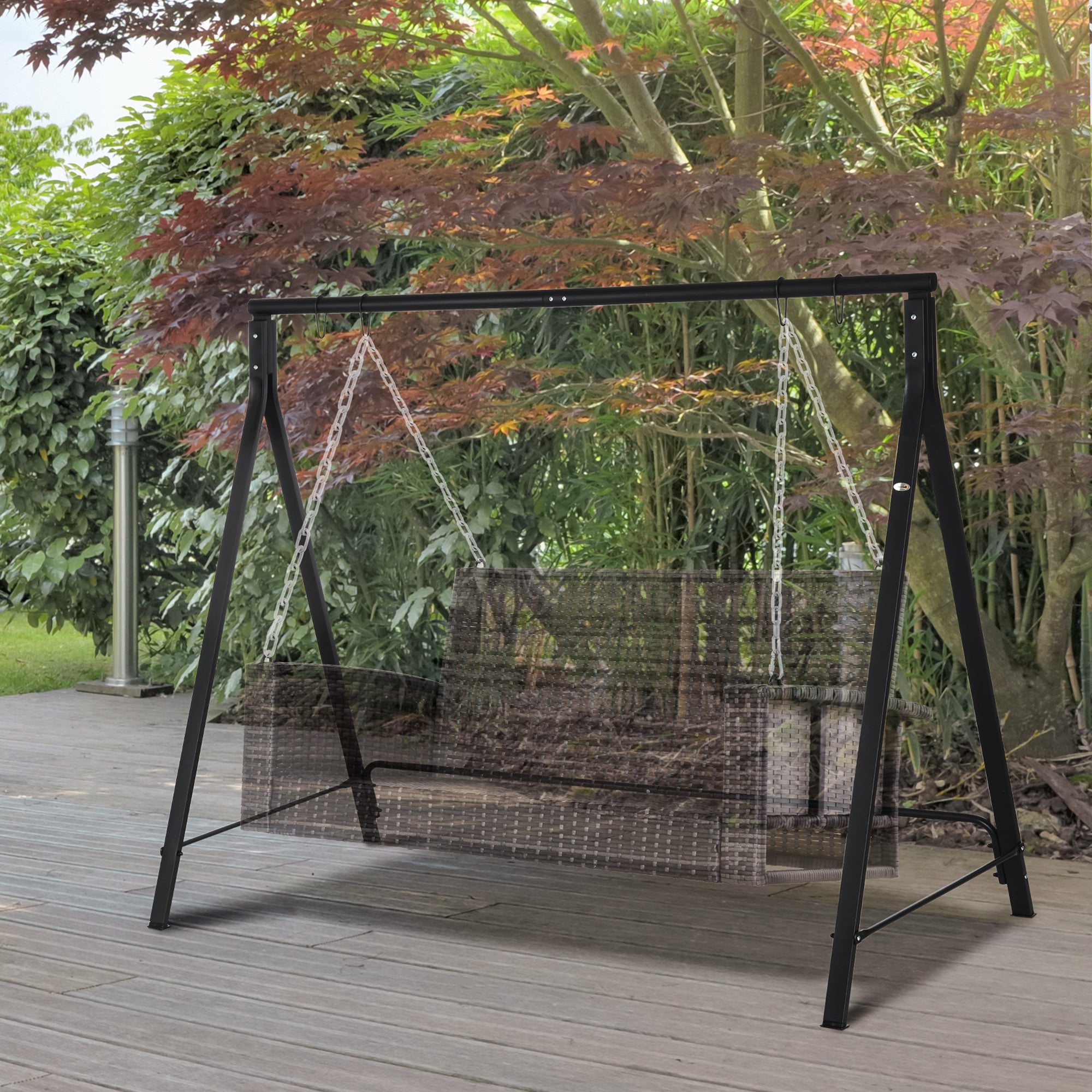Outsunny Heavy-Duty Metal Swing Stand with 528 lb Weight Capacity - Black